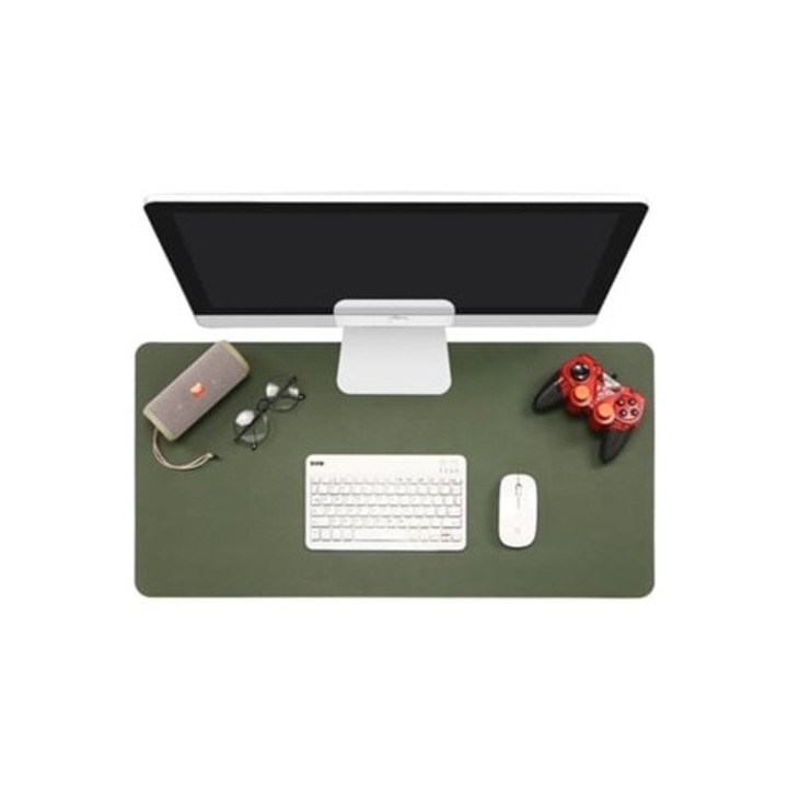 Masuta de birou antiderapanta, mata pentru mouse, impermeabila, verde armata, 90x45cm