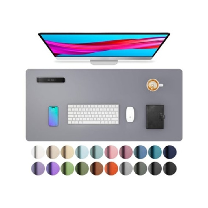 Protector de birou din piele, mousepad, gri, 60x35cm