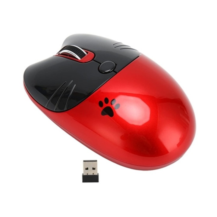 Мишка безжична двурежимна 2.4Ghz, преносима, дизайн котка, Cola