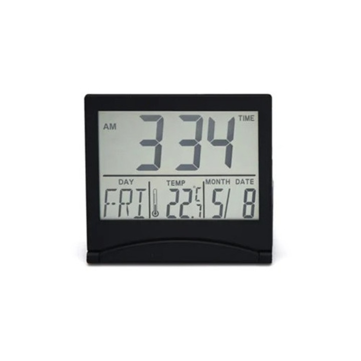 Elektronikus asztali óra, összecsukható ébresztőóra, dátum- és hőmérséklet-kijelző, többszínű