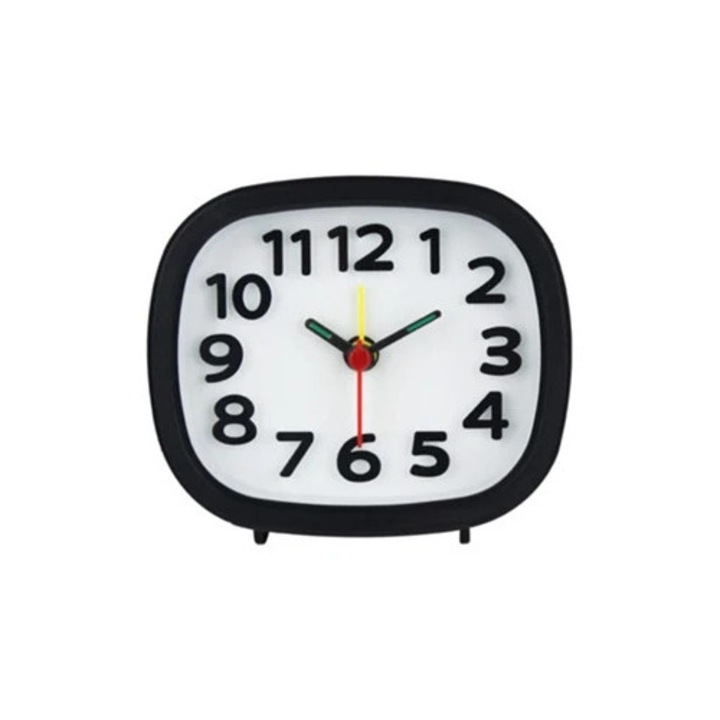 Kicsi és egyszerű ébresztőóra, csendes asztali óra gyerekeknek, 10x10cm
