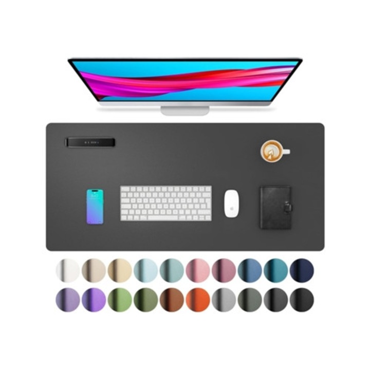 Protector de birou din piele, mouse pad, negru, 120x430mm