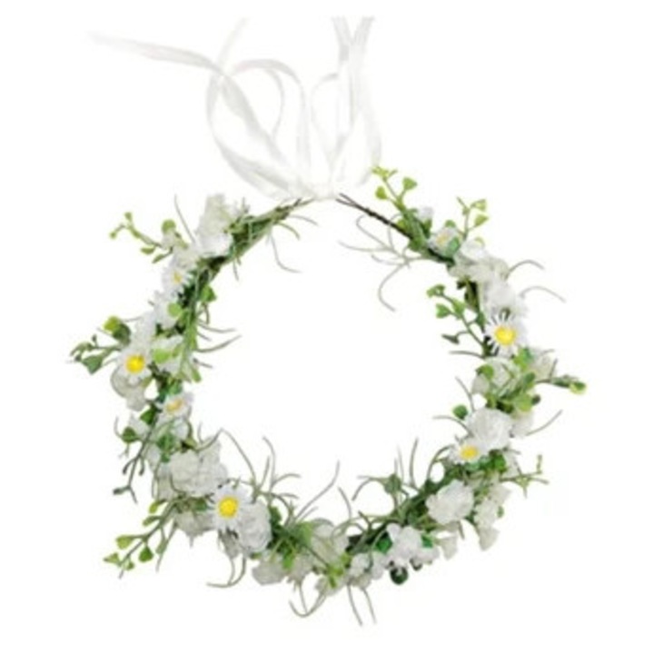 Tiara de nunta handmade, coroana naturala, accesoriu par boho, cu panglica ajustabila, pentru femei si copii