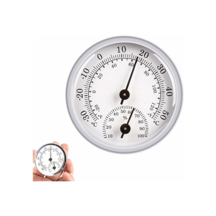 Termometru pentru sauna, 2-in-1, inox, umiditate si temperatura
