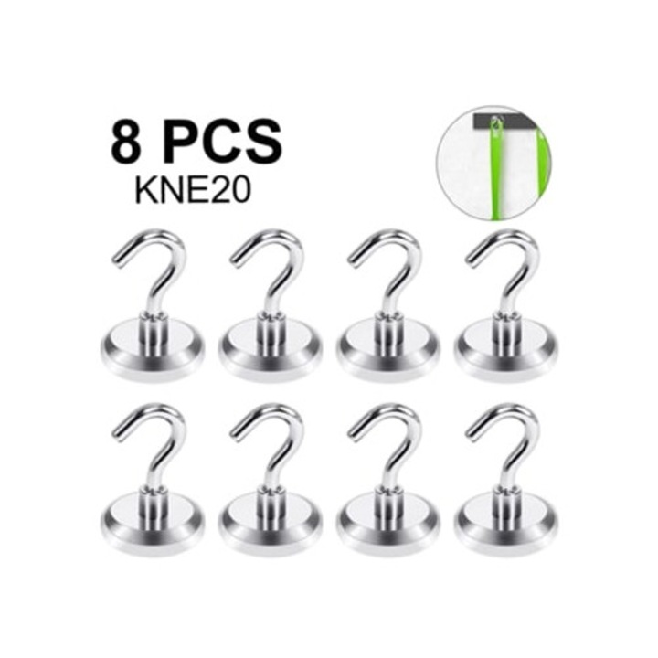 8 db mágneses kampókészlet, neodímium mágnes, hűtőhöz, szerszámokhoz, grillhez, ruhákhoz, tároláshoz