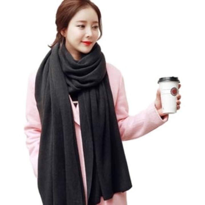 Esarfa pentru femei, lana, neagra, 78.1x11.8cm