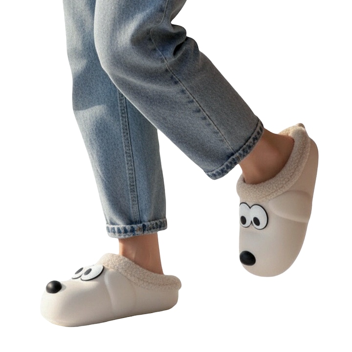 Сладки домашни пантофи във формата на куче 7158alb 121771, Бял, 35-36