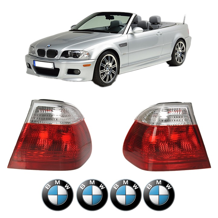 Set Stopuri Spate Stanga Dreapta BMW Seria 3 Compact (E46) din 2001-2005, Auto, DEPO, 4x Stickere auto cu BMW