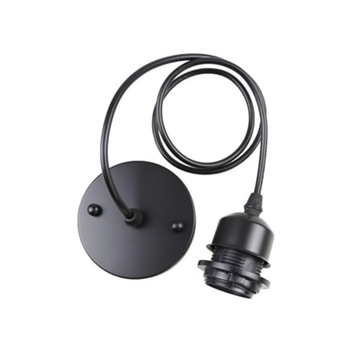 Lampa suspendata vintage, Suport bec E27, Neagra