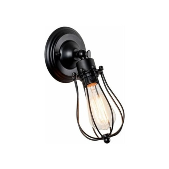 Aplica metalica industriala, neagra, design vintage, E27