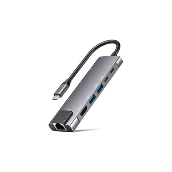 USB C elosztó 9 az 1-ben, 1Gbps Ethernet, HDMI 4K@30Hz, 100W Power Delivery, 2 USB 3.0 aljzat