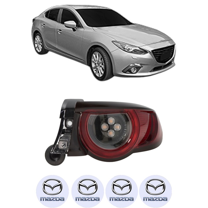 Lampa Stop Spate Dreapta MAZDA 3 Hatchback (BP) din 2018-2020, Auto, DEPO, 4x Stickere auto cu MAZDA