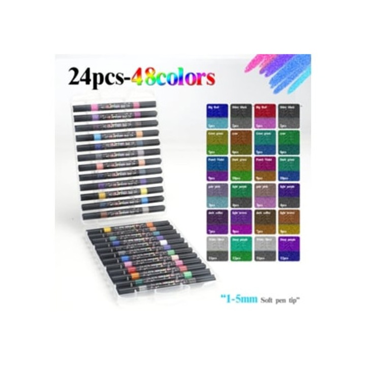 Set 24 markere duble, acrilice, multicolor