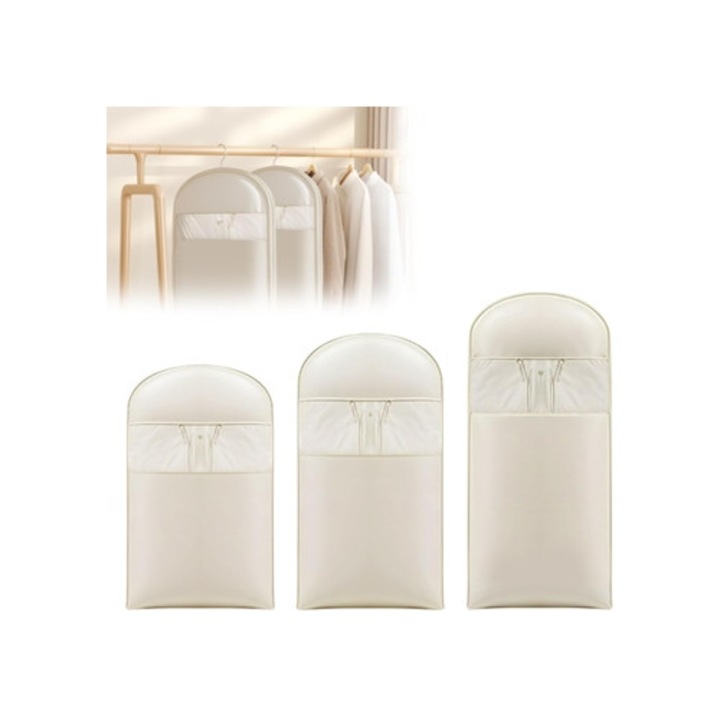 Sac de depozitare imbracaminte, Dustproof, compresie, bej, set