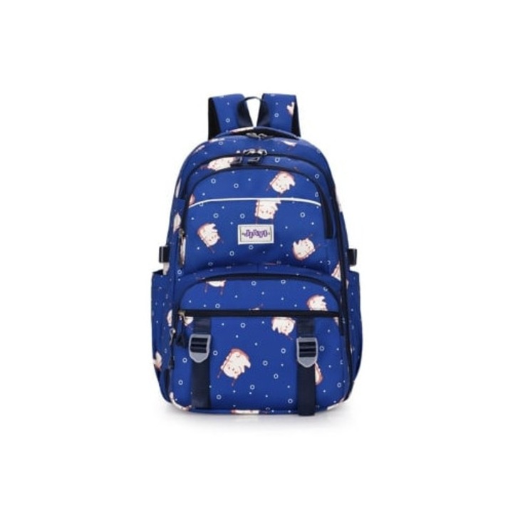 Ghiozdan scolar impermeabil mare capacitate, model urs, albastru inchis, pentru elevi de scoala primara si gimnaziu