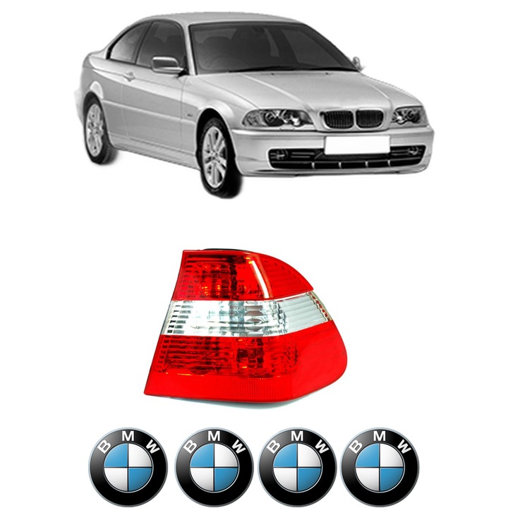 Lampa Stop Spate Dreapta BMW Seria 3 (E46) din 1997-2005, Auto, DEPO, 4x Stickere auto cu BMW