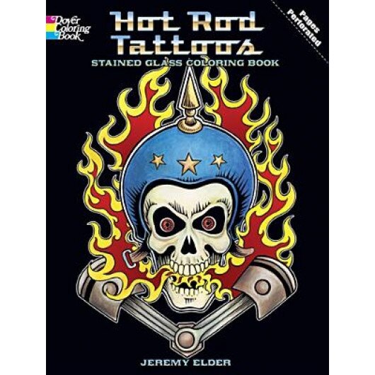 Hot Rod Tattoos Stained Glass Coloring Book, Jeremy Elder (Author)
