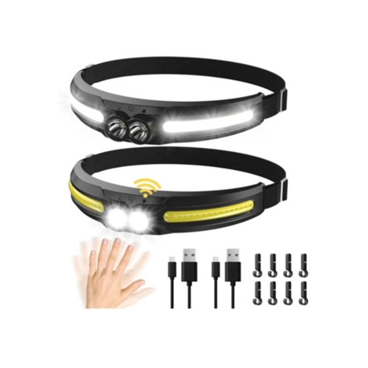 Lanterna LED reincarcabila DIGITALLAB T722-3, set 2 unitati, 300-750 lumeni, neagra