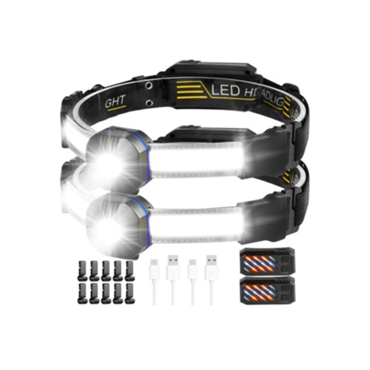 Lanterna LED reincarcabila DIGITALLAB Kxk-101 1200 lumeni impermeabila 10 moduri set 2 bucati negru