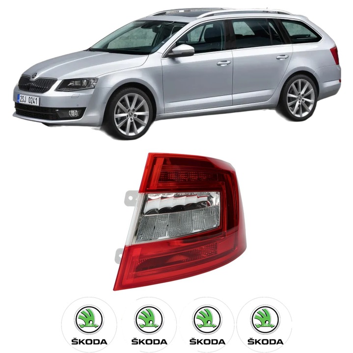 Lampa Stop Spate Dreapta SKODA OCTAVIA III Combi (5E5, 5E6) din 2012-2020, Auto, DEPO, 4x Stickere auto cu SKODA