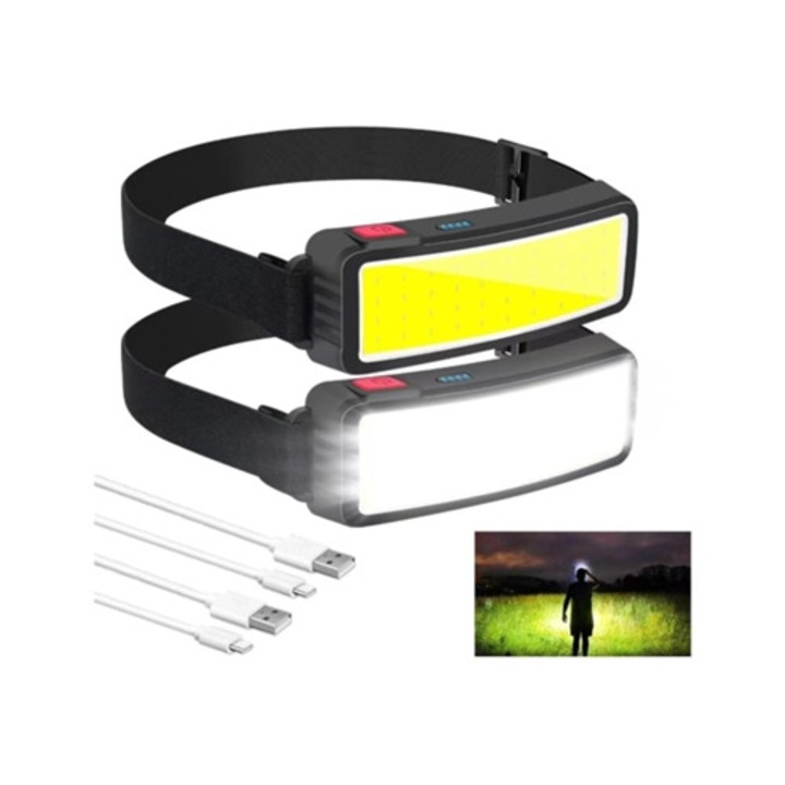 Акумулаторен челник 5000 лумена, 3 режима на светене, водоустойчив, черен