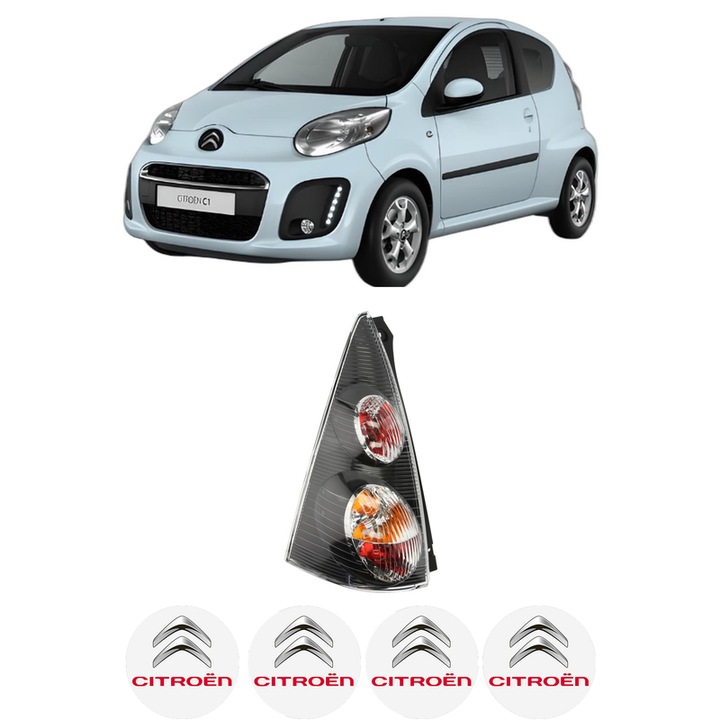 Lampa Stop Spate Stanga CITROEN C1 (PM_, PN_) din 2005-2014, Auto, TYC, 4x Stickere auto cu CITROEN