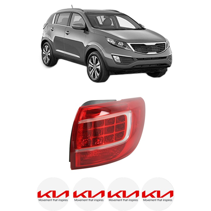 Lampa Stop Spate Dreapta KIA SPORTAGE III (SL) din 2010-2015, Auto, TYC, 4x Stickere auto cu KIA