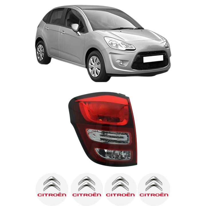 Lampa Stop Spate Stanga CITROEN C3 II (SC_) din 2009-2016, Auto, TYC, 4x Stickere auto cu CITROEN