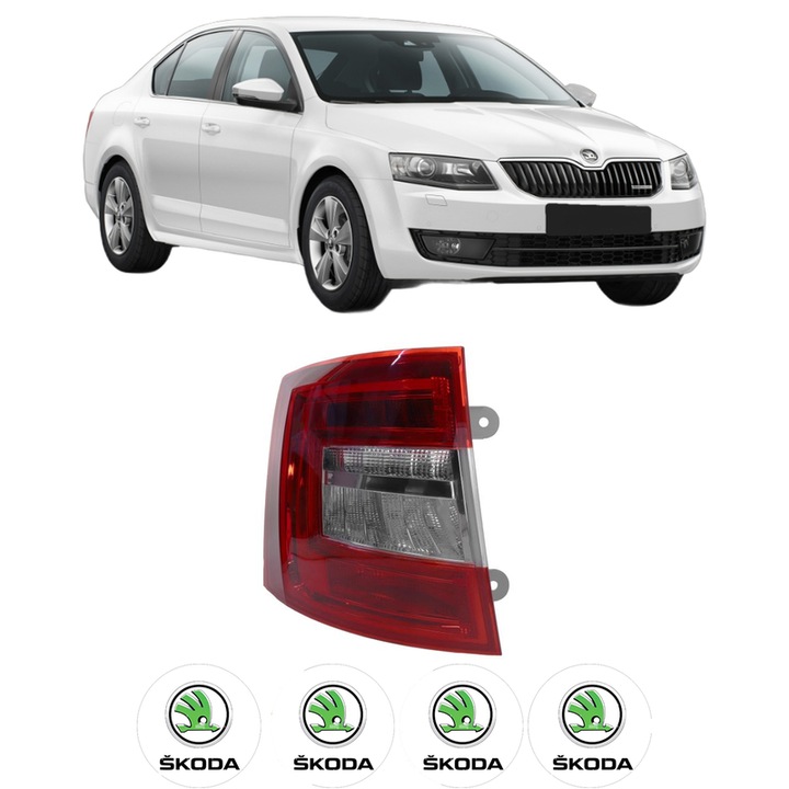 Lampa Stop Spate Stanga SKODA OCTAVIA III (5E3, NL3, NR3) din 2012-2020, Auto, TYC, 4x Stickere auto cu SKODA