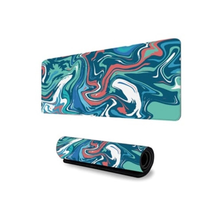 Mousepad GERTIZ, cu model valuri de apa, antiderapant, 40x90x0.3cm