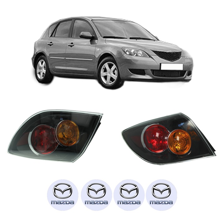 Set Stopuri Spate Stanga Dreapta MAZDA 3 (BK) din 2003-2009, Auto, DEPO, 4x Stickere auto cu MAZDA