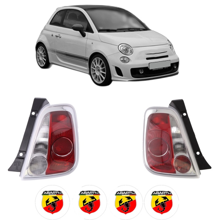 Set Stopuri Spate Stanga Dreapta ABARTH 500C / 595C / 695C din 2008-2016, Auto, DEPO, 4x Stickere auto cu ABARTH