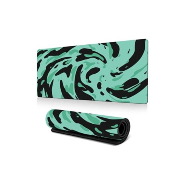 Mousepad Gertiz, lavabil, baza din cauciuc antiderapant, verde-negru, 30x60x0.3cm
