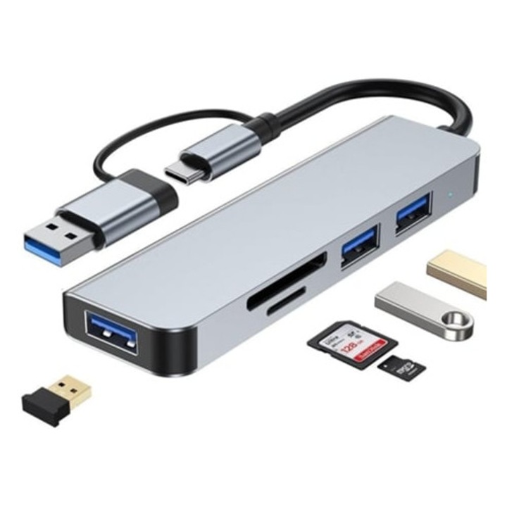 USB 3.0 5 az 1-ben hub SD/TF olvasóval, Gertiz