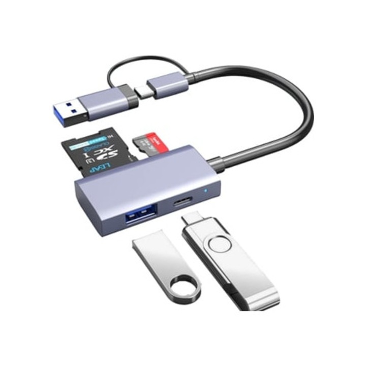 USB 3.0 4 az 1-ben hub SD/TF olvasóval PC-hez, laptophoz, MacBook Pro-hoz