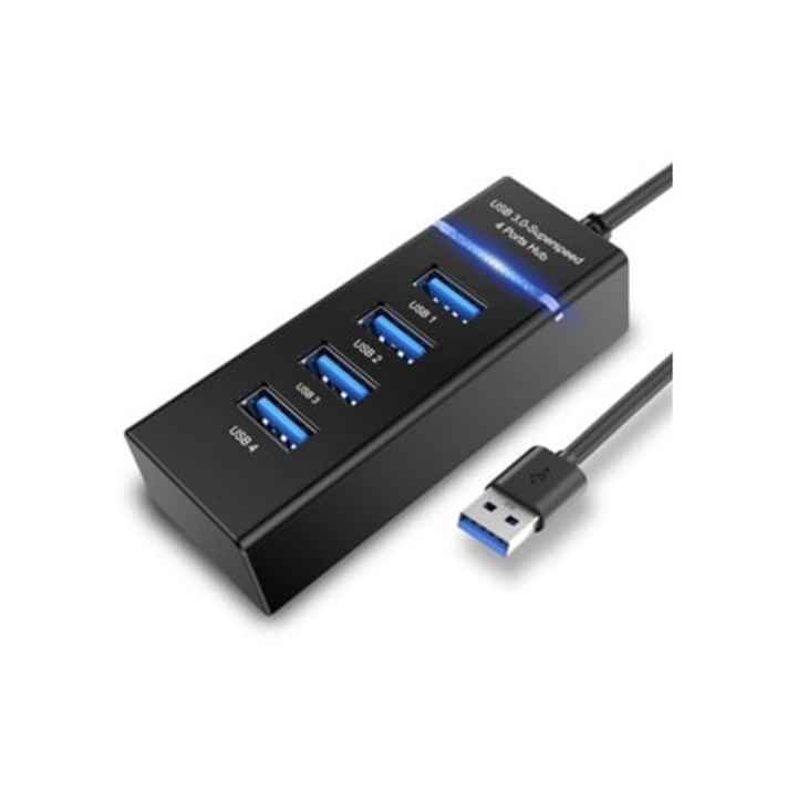 USB 3.0 elosztó 4 porttal asztali számítógéphez és laptophoz
