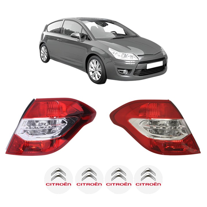 Set Stopuri Spate Stanga Dreapta CITROEN C4 Coupe (LA_) din 2004-2011, Auto, DEPO, 4x Stickere auto cu CITROEN