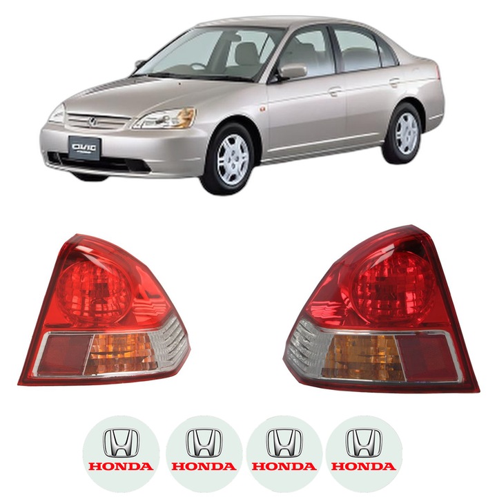 Set Stopuri Spate Stanga Dreapta HONDA CIVIC VII Saloon (ES, ET) din 2000-2005, Auto, DEPO, 4x Stickere auto cu HONDA