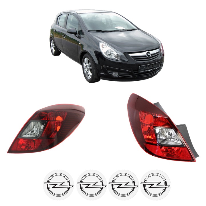 Set Stopuri Spate Stanga Dreapta OPEL CORSA D (S07) din 2006-2014, Auto, DEPO, 4x Stickere auto cu OPEL