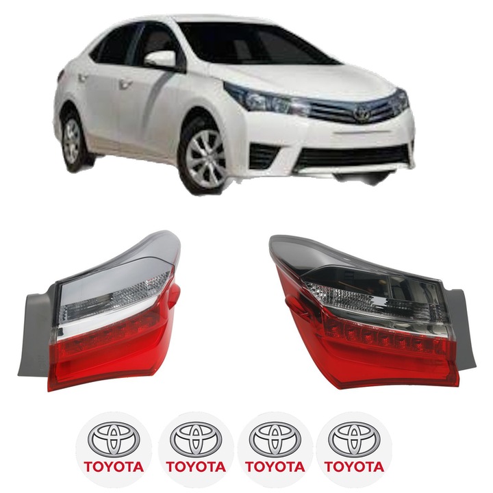 Set Stopuri Spate Stanga Dreapta TOYOTA COROLLA Saloon (_E18_, ZRE1_) din 2013-2019, Auto, DEPO, 4x Stickere auto cu TOYOTA