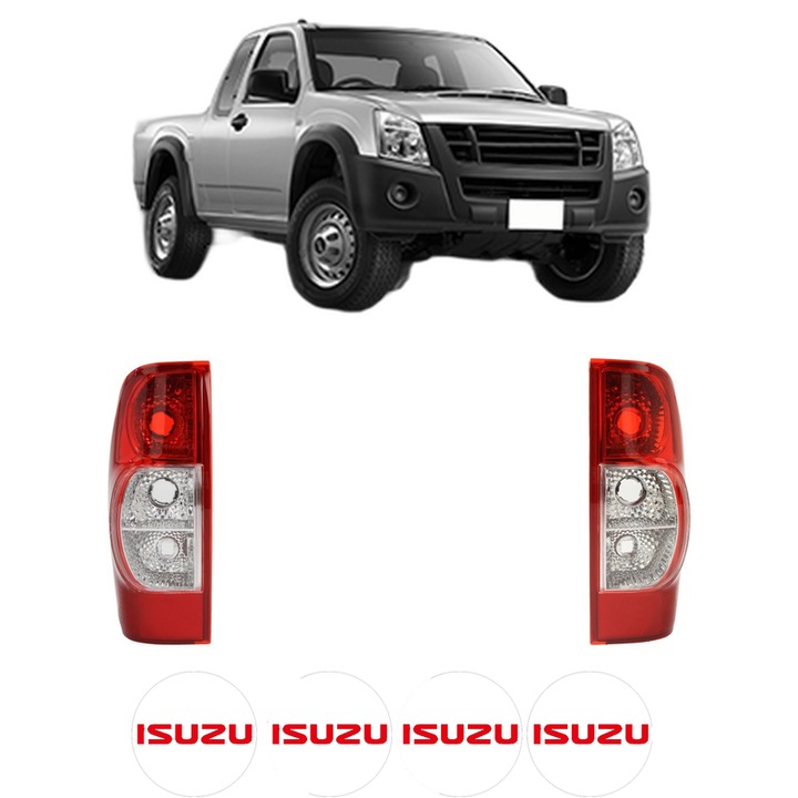 Set Stopuri Spate Stanga Dreapta ISUZU D-MAX I (TFR, TFS) din 2002-2012, Auto, TYC, 4x Stickere auto cu ISUZU