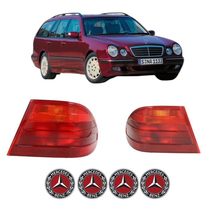 Set Stopuri Spate Stanga Dreapta MERCEDES-BENZ E-CLASS T-Model (S210) din 1996-2003, Auto, DEPO, 4x Stickere auto cu MERCEDES-BENZ