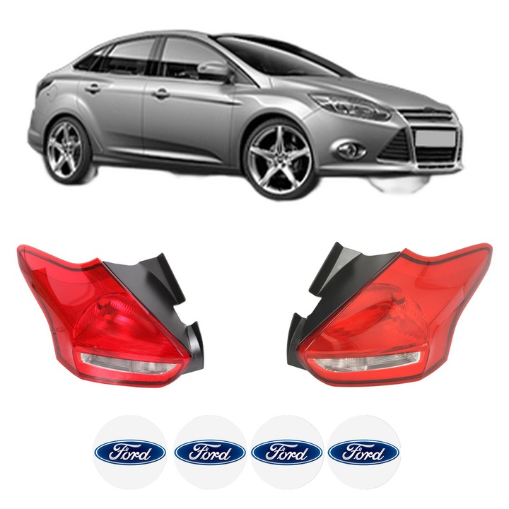 Set Stopuri Spate Stanga Dreapta FORD FOCUS III Saloon din 2010-2020, Auto, TYC, 4x Stickere auto cu FORD