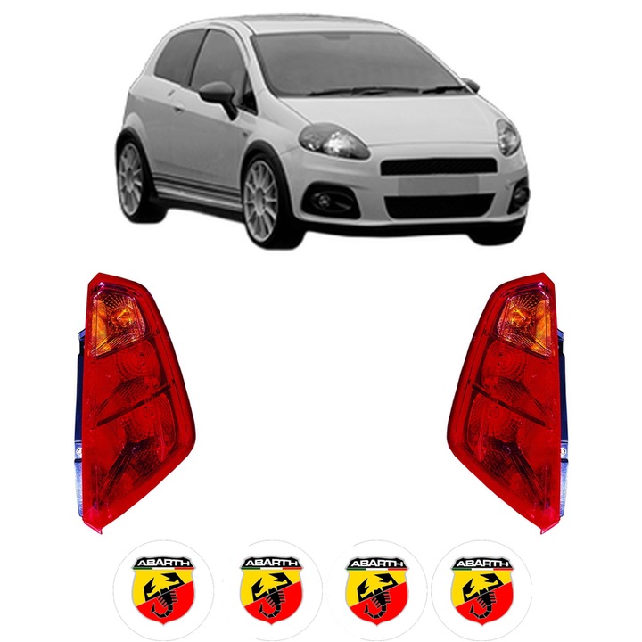 Set Stopuri Spate Stanga Dreapta ABARTH GRANDE PUNTO din 2007-2010, Auto, DEPO, 4x Stickere auto cu ABARTH