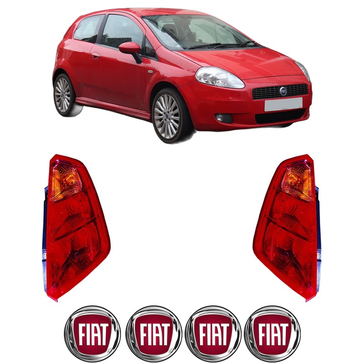 Set Stopuri Spate Stanga Dreapta FIAT GRANDE PUNTO (199_) din 2005-2015, Auto, DEPO, 4x Stickere auto cu FIAT