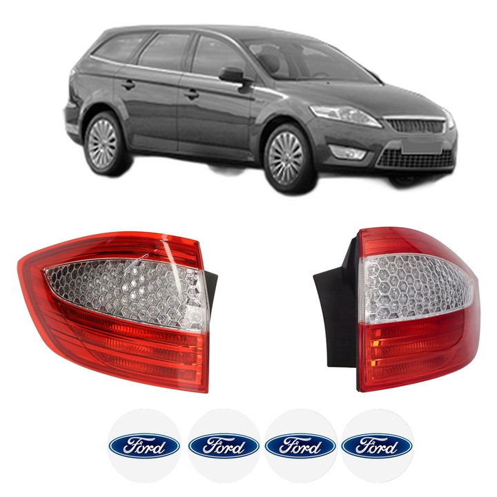 Set Stopuri Spate Stanga Dreapta FORD MONDEO IV Turnier (BA7) din 2007-2015, Auto, TYC, 4x Stickere auto cu FORD