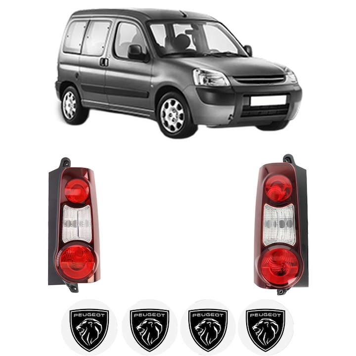 Set Stopuri Spate Stanga Dreapta PEUGEOT PARTNER TEPEE din 2008-2018, Auto, DEPO, 4x Stickere auto cu PEUGEOT
