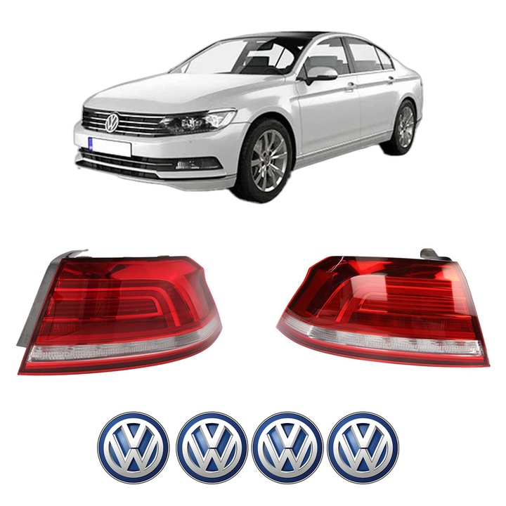 Set Stopuri Spate Stanga Dreapta Volkswagen PASSAT B8 (3G2, CB2) din 2014-2024, Auto, DEPO, 4x Stickere auto cu Volkswagen