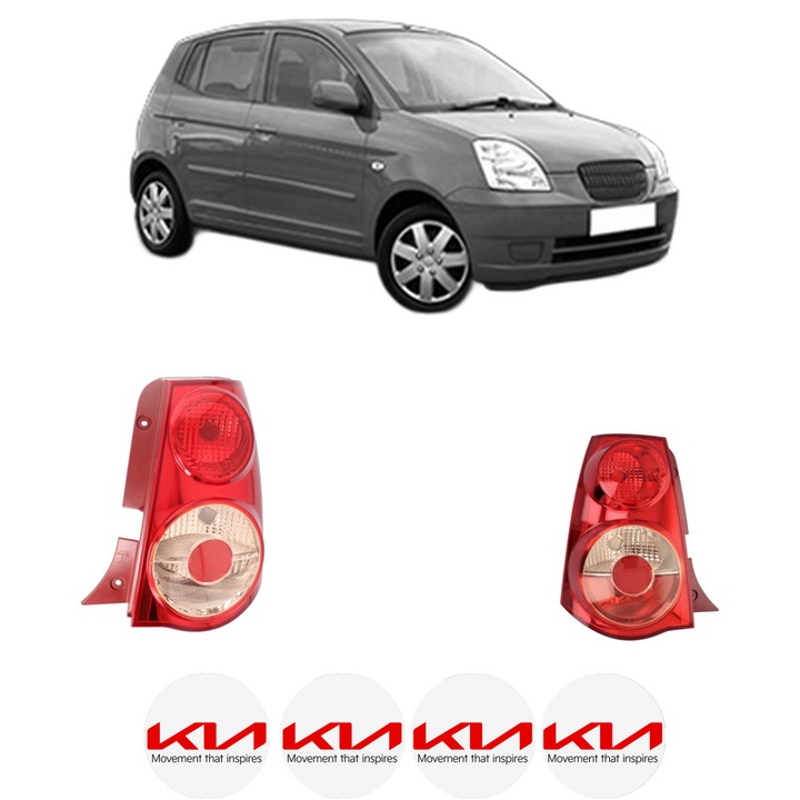 Set Stopuri Spate Stanga Dreapta KIA PICANTO I (SA) din 2004-2011, Auto, DEPO, 4x Stickere auto cu KIA