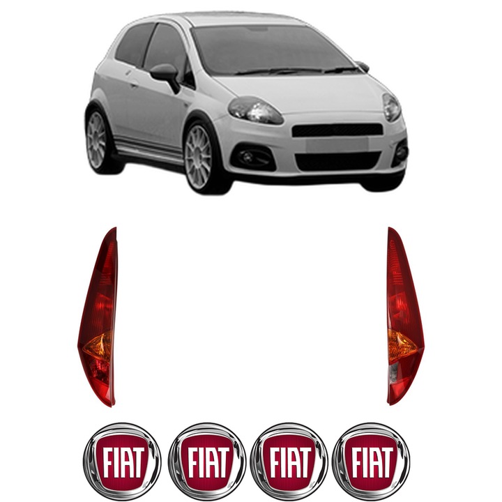 Set Stopuri Spate Stanga Dreapta FIAT PUNTO din 1999-2018, Auto, TYC, 4x Stickere auto cu FIAT